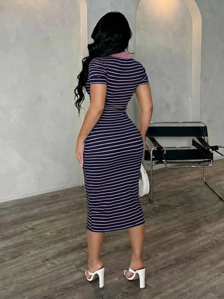 Cosima™ | Striped Polo Midi Dress