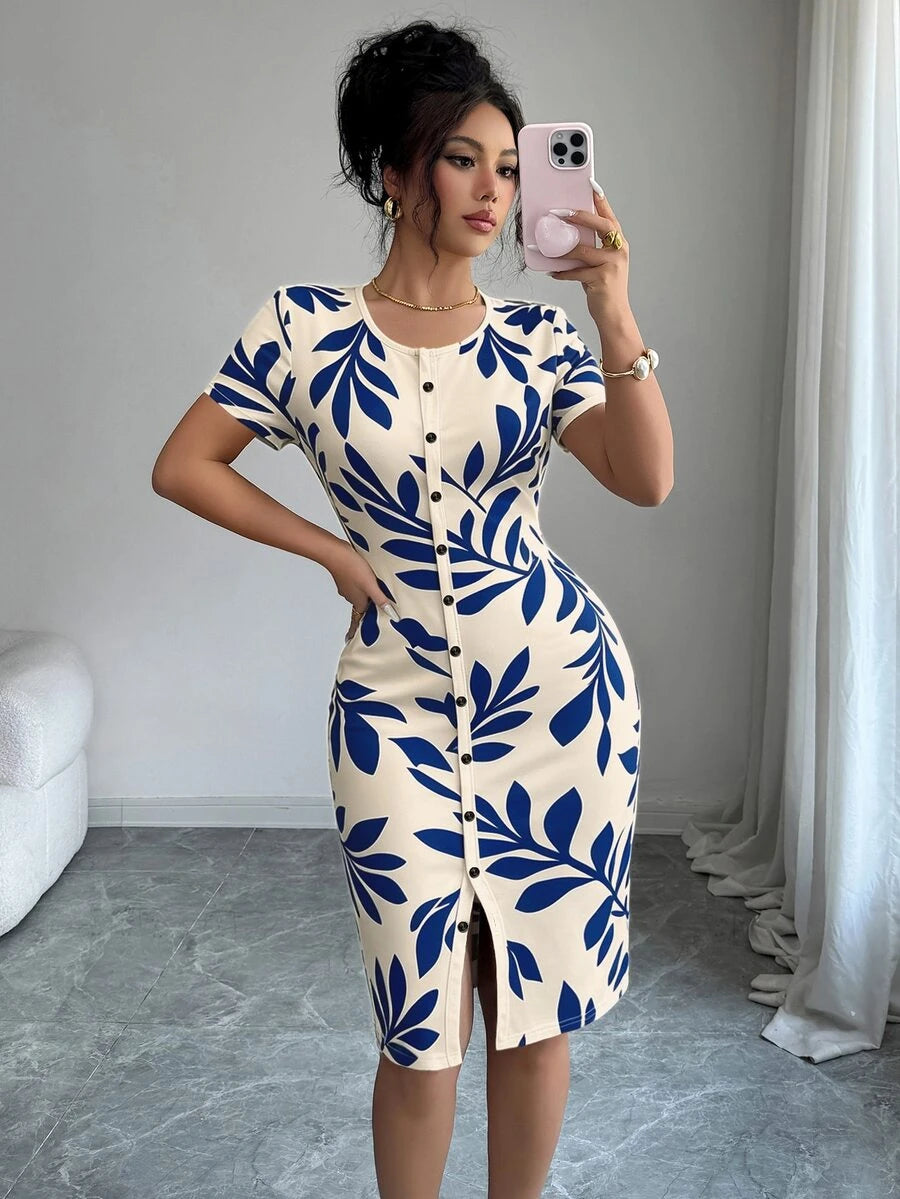 Imogen™ | Ditsy Floral Knit Midi Dress
