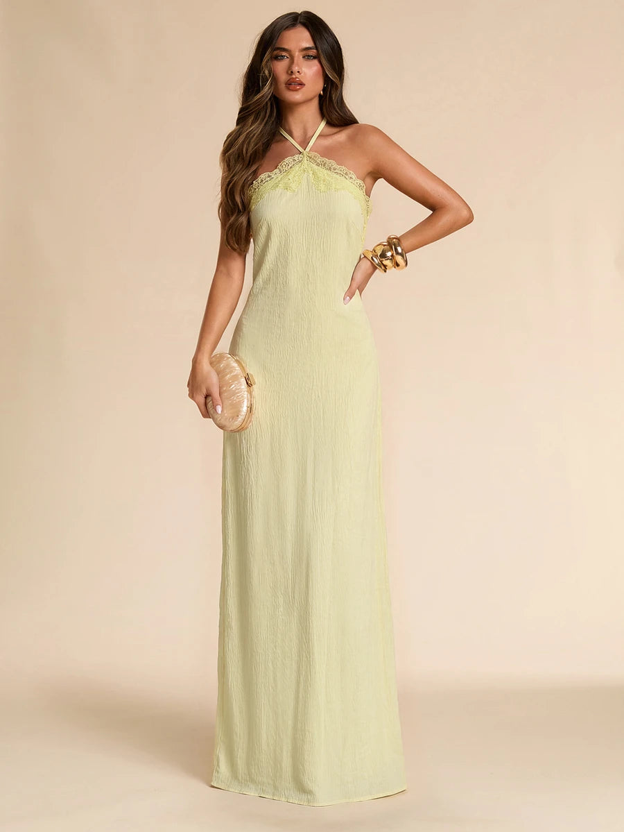 Giselle™ | Halter Lace Maxi Dress