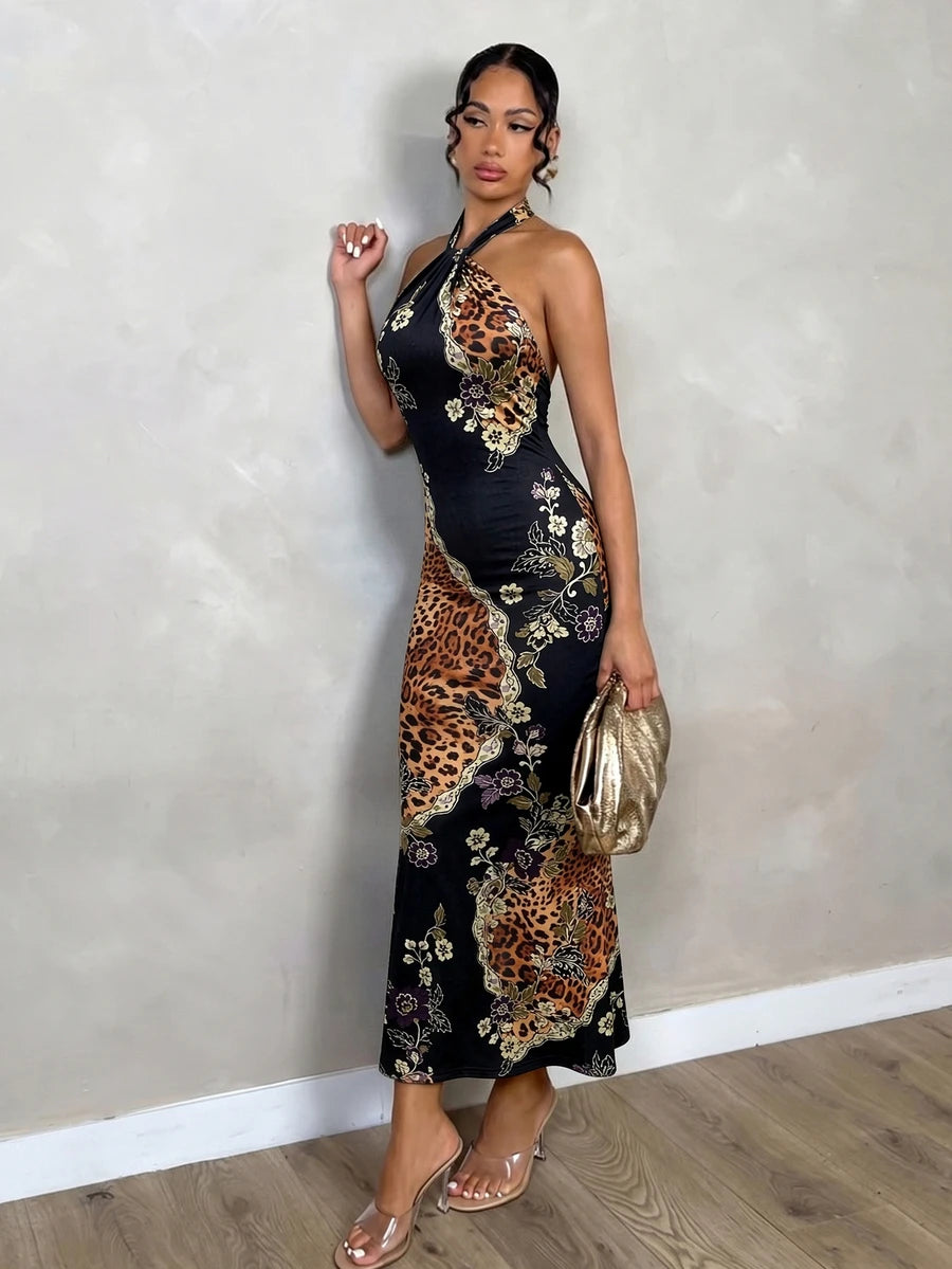 Oriel™ | Twist Halter Mermaid Maxi Dress
