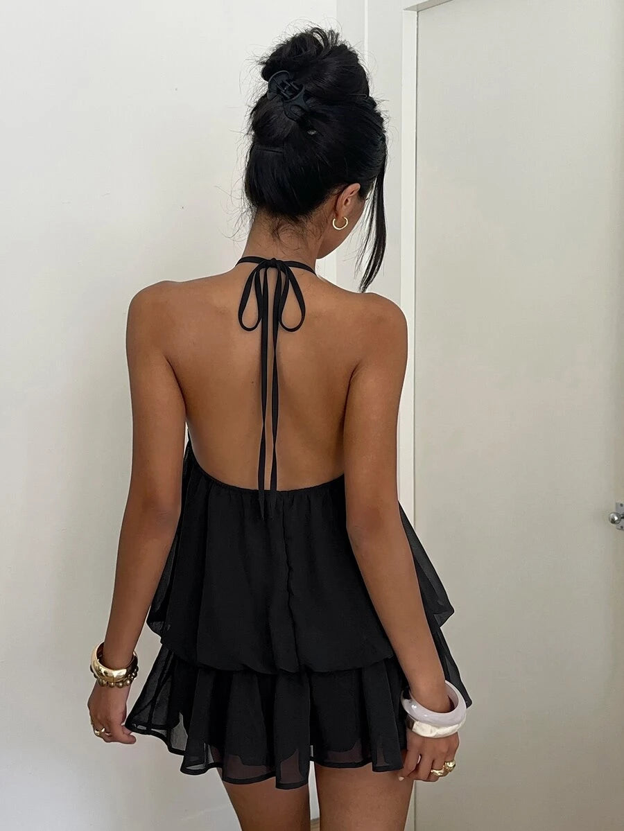 Saoirse™ | Contrast Lace Halter Mini Dress