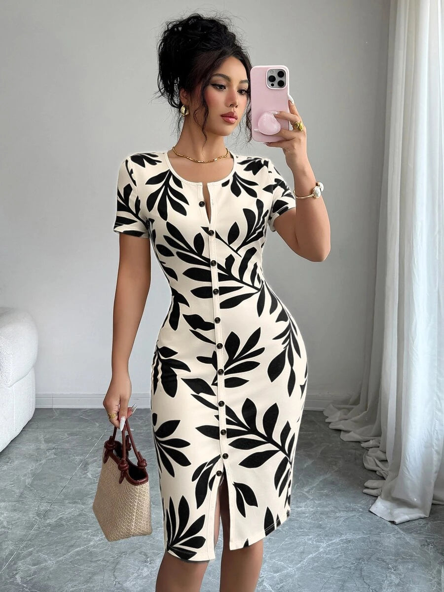 Imogen™ | Ditsy Floral Knit Midi Dress