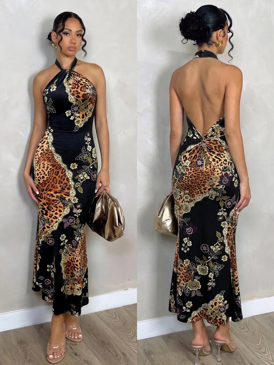 Oriel™ | Twist Halter Mermaid Maxi Dress