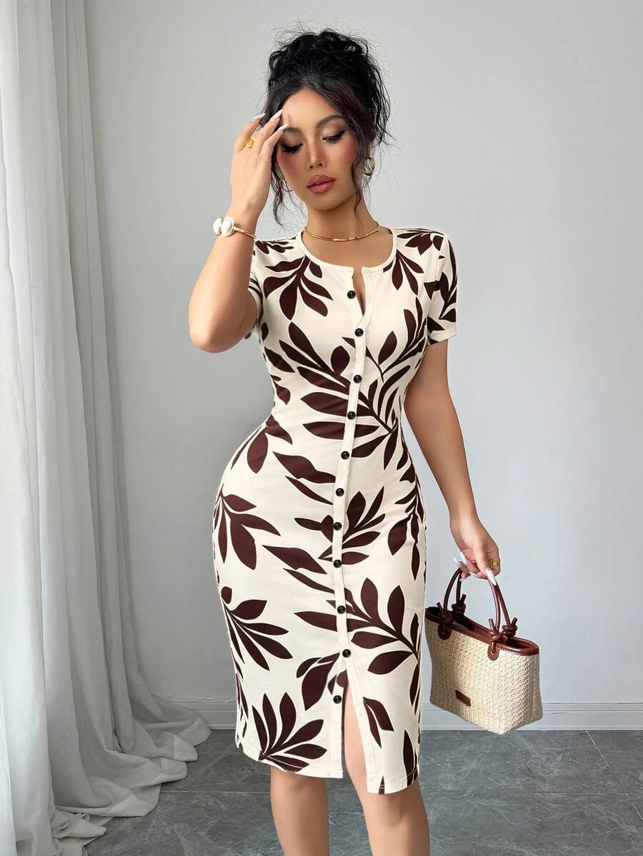 Imogen™ | Ditsy Floral Knit Midi Dress