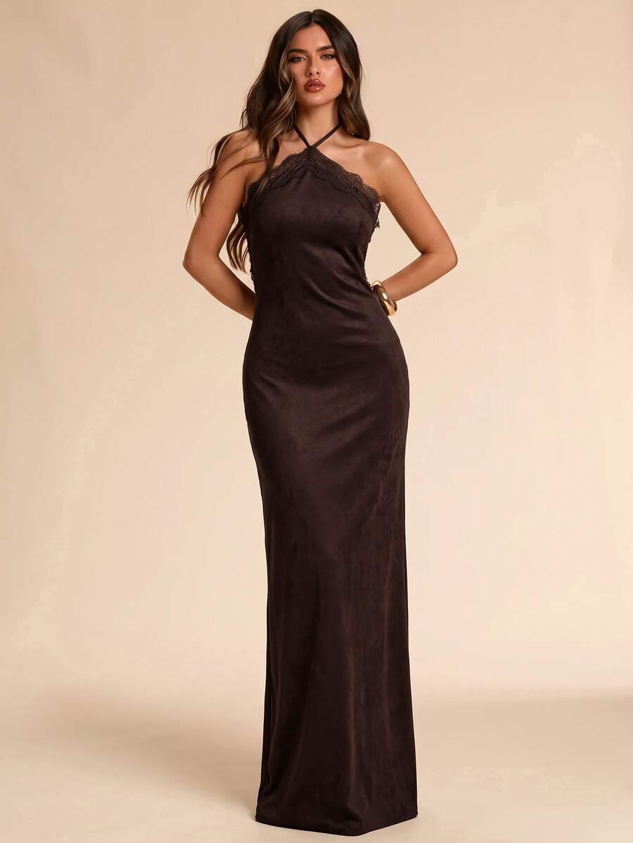Giselle™ | Halter Lace Maxi Dress