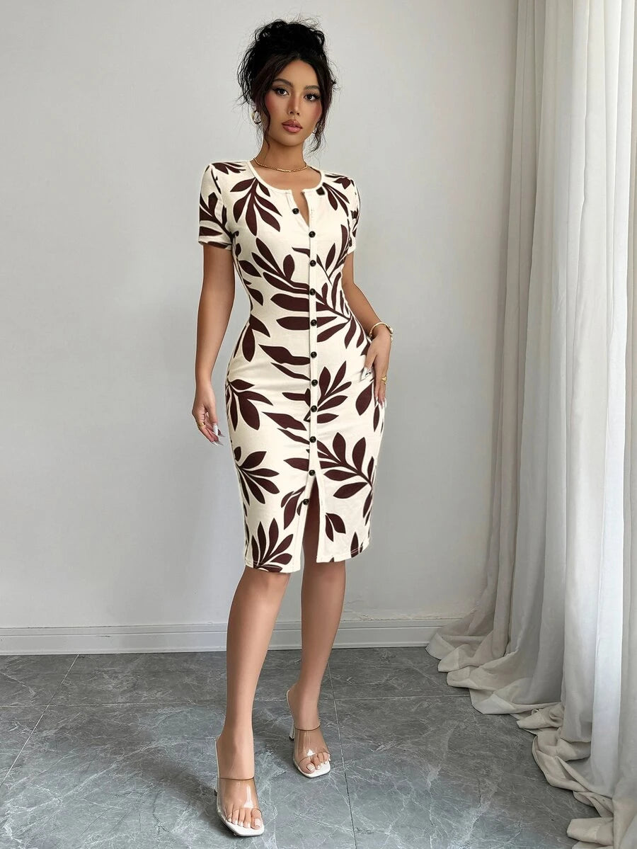 Imogen™ | Ditsy Floral Knit Midi Dress