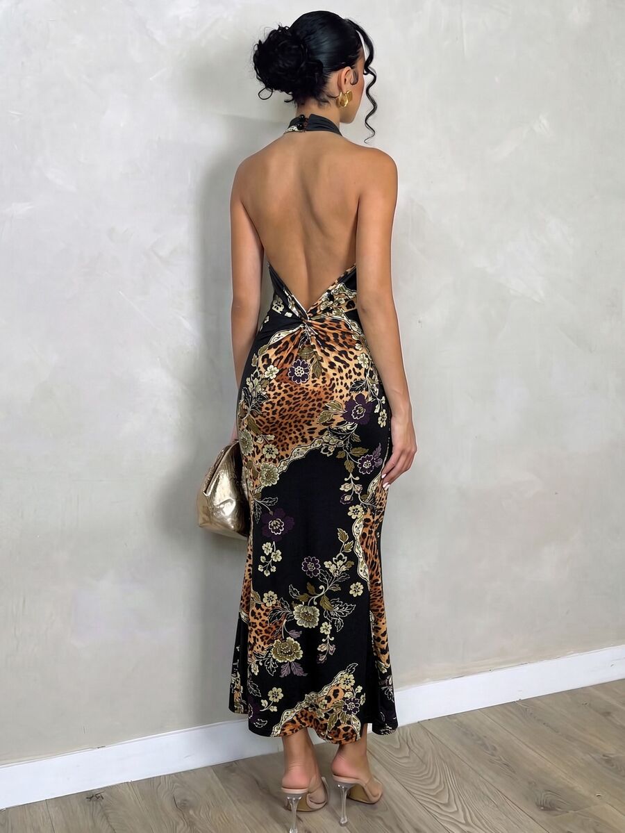 Oriel™ | Twist Halter Mermaid Maxi Dress