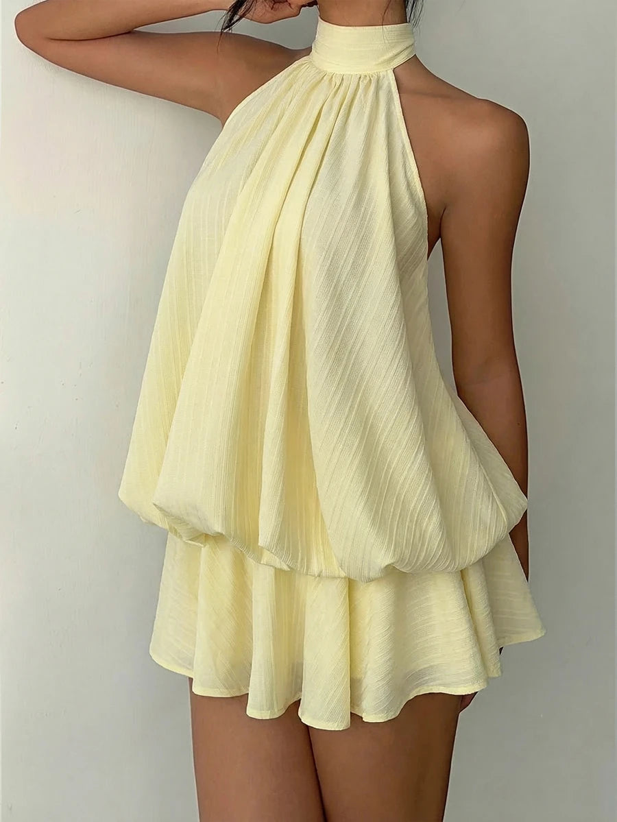 Saoirse™ | Contrast Lace Halter Mini Dress