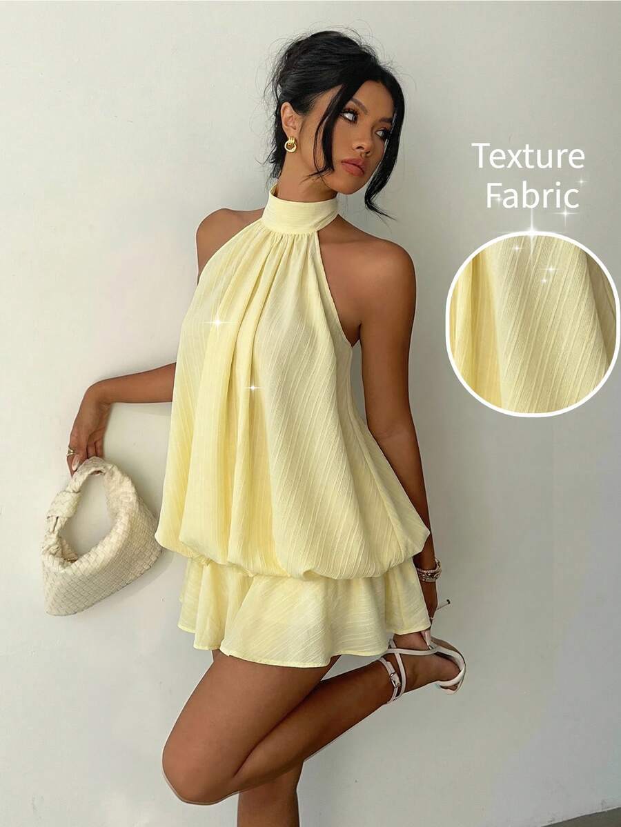 Saoirse™ | Contrast Lace Halter Mini Dress