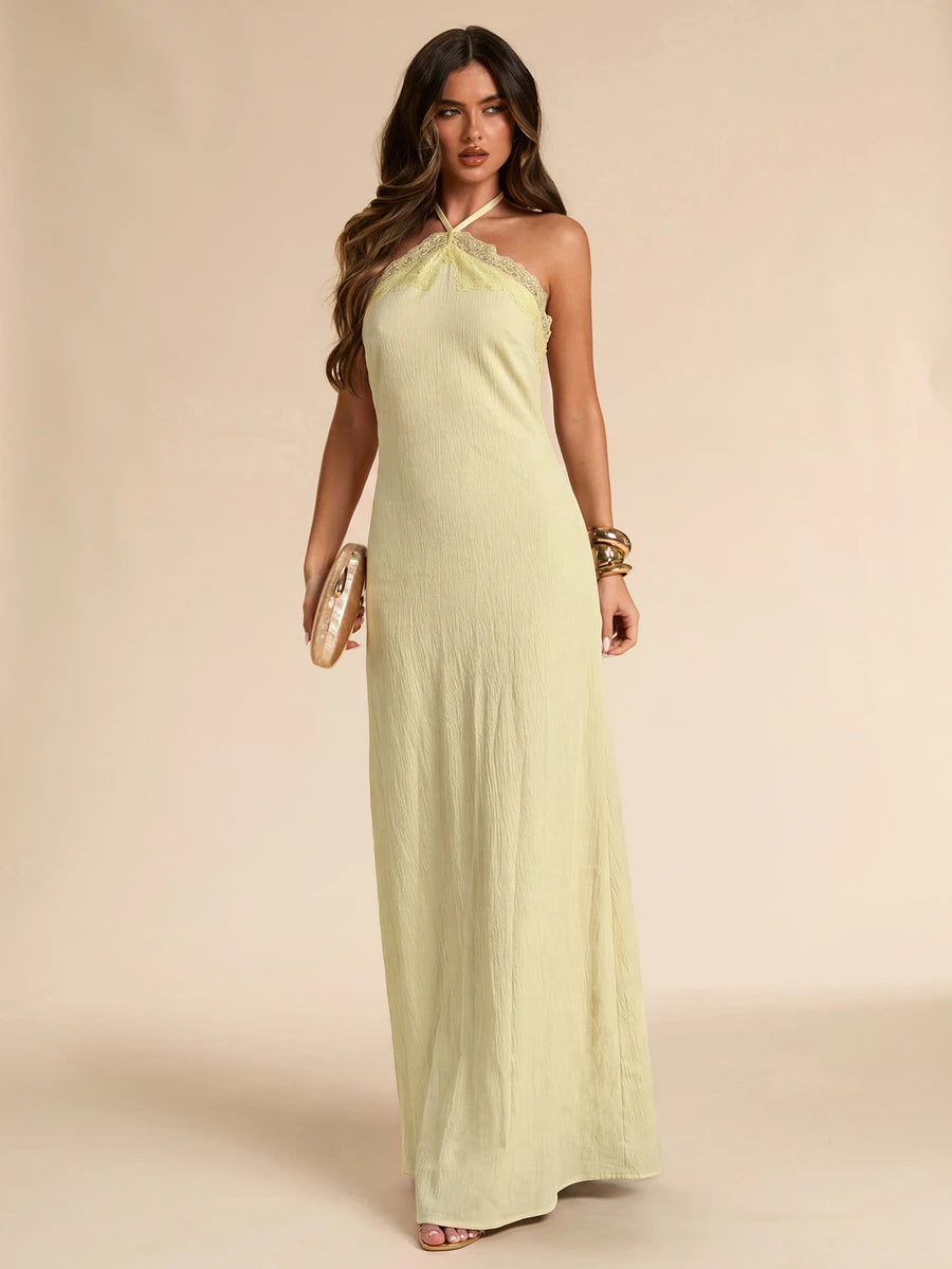 Giselle™ | Halter Lace Maxi Dress
