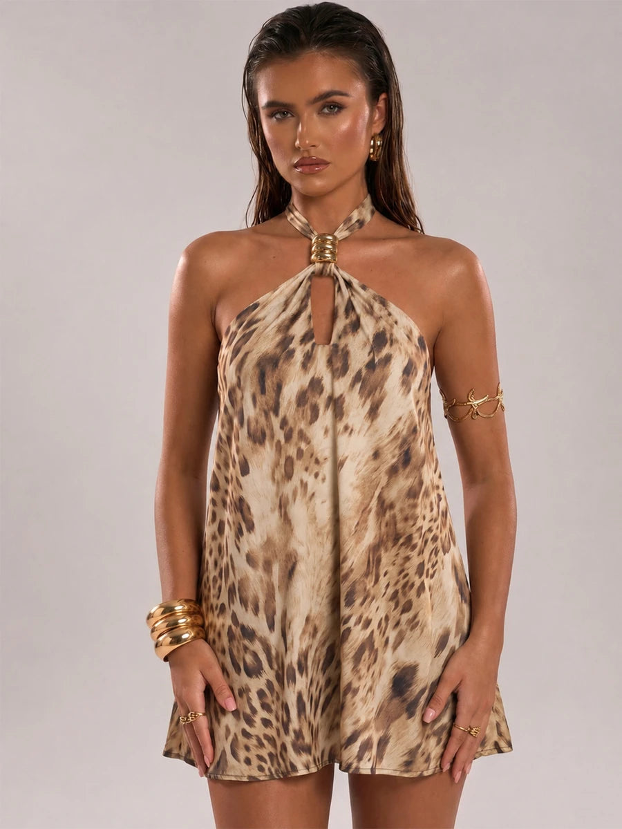 Calista™ | Jacquard Floral Halter Mini Dress