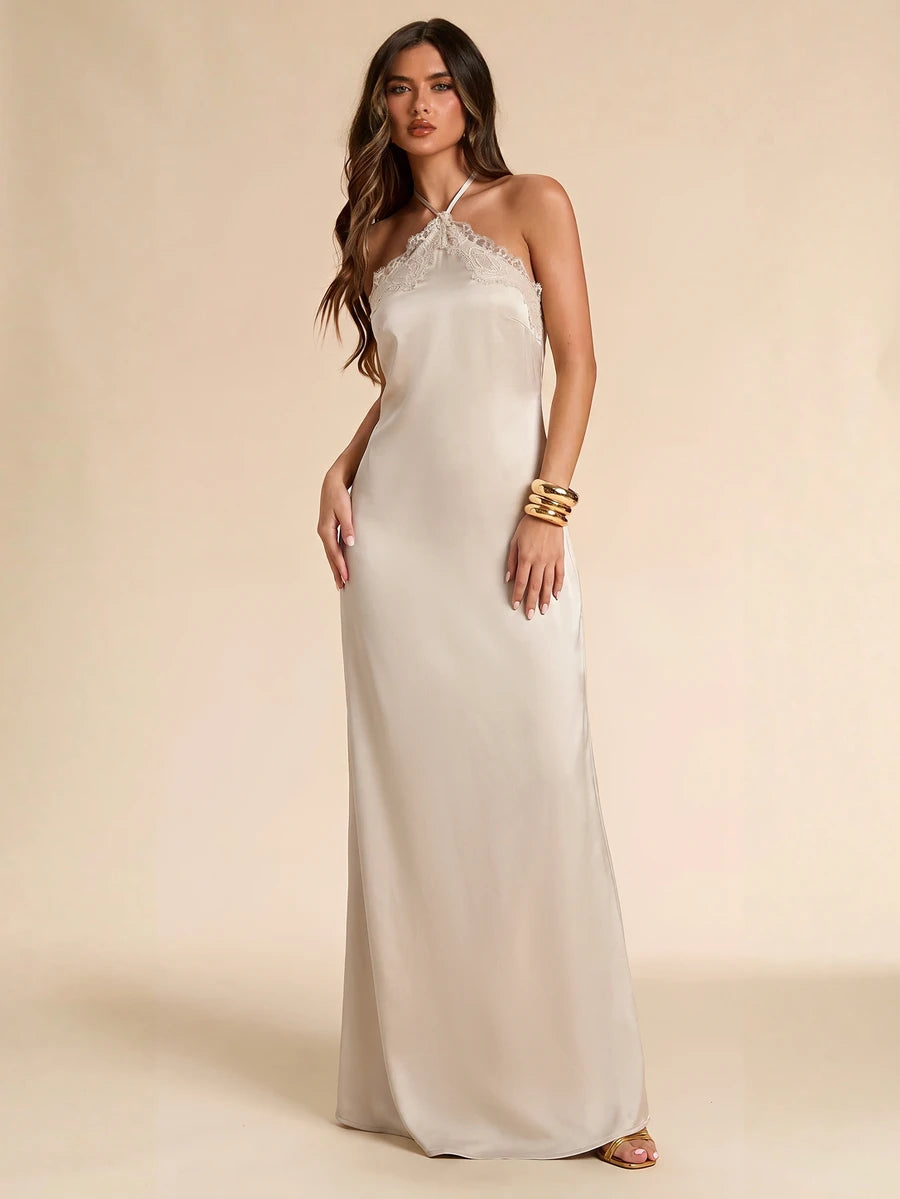 Giselle™ | Halter Lace Maxi Dress