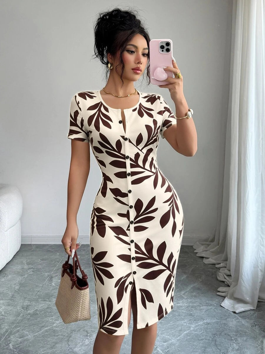 Imogen™ | Ditsy Floral Knit Midi Dress