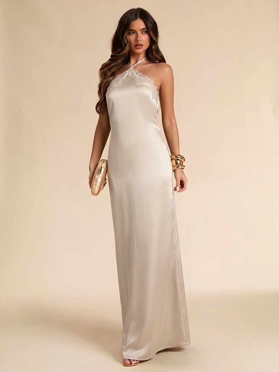 Giselle™ | Halter Lace Maxi Dress