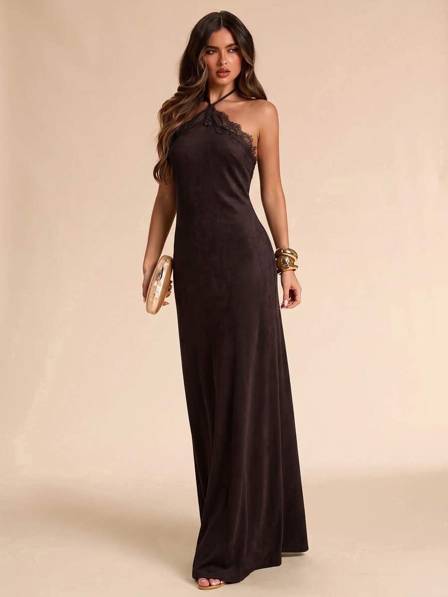 Giselle™ | Halter Lace Maxi Dress
