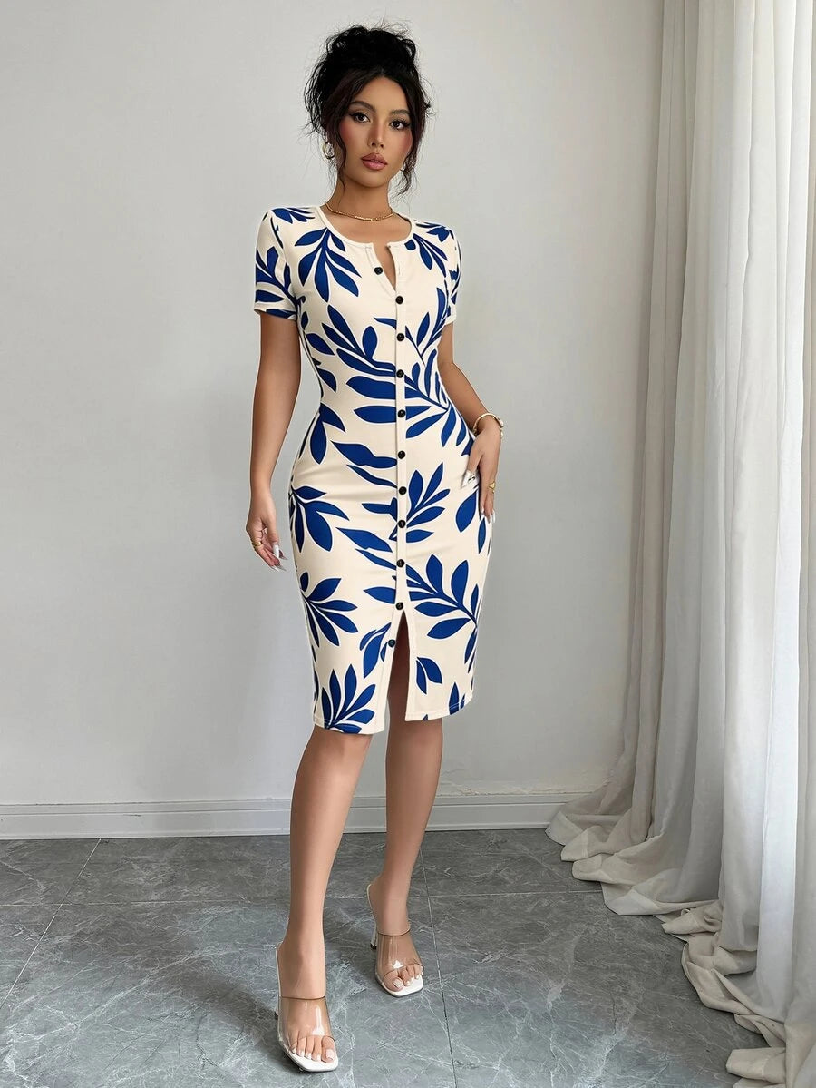 Imogen™ | Ditsy Floral Knit Midi Dress