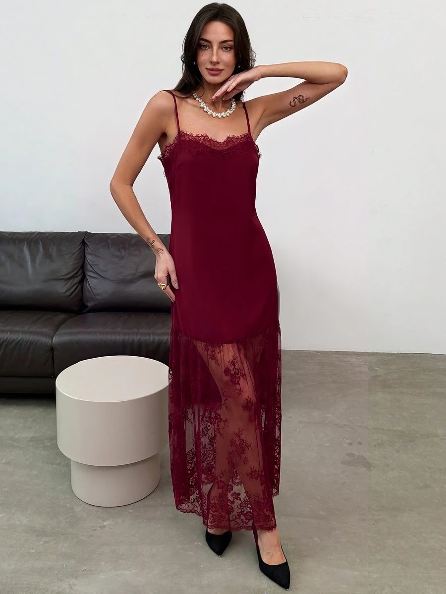 Noelle™ | Lace Trim Maxi Dress