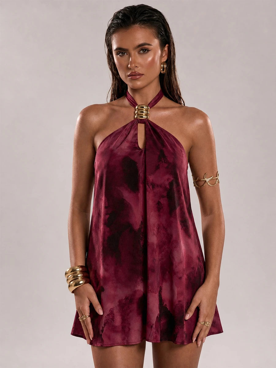 Calista™ | Jacquard Floral Halter Mini Dress