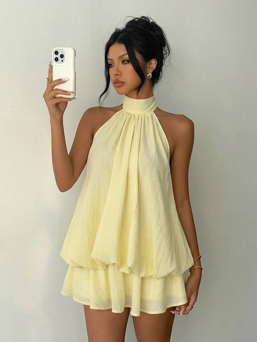 Saoirse™ | Contrast Lace Halter Mini Dress
