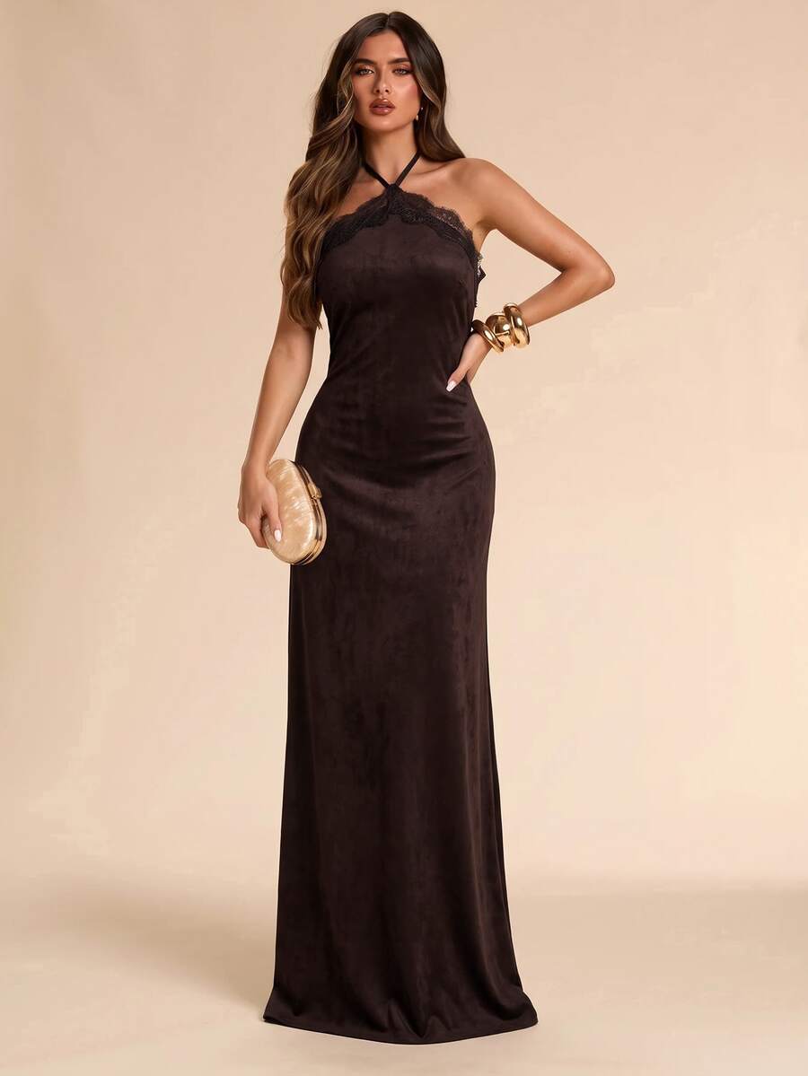 Giselle™ | Halter Lace Maxi Dress