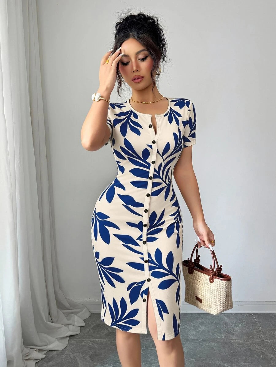 Imogen™ | Ditsy Floral Knit Midi Dress