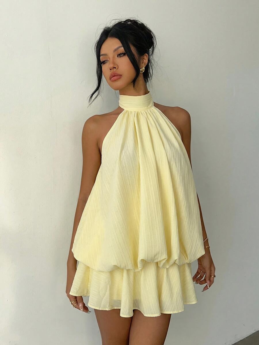 Saoirse™ | Contrast Lace Halter Mini Dress