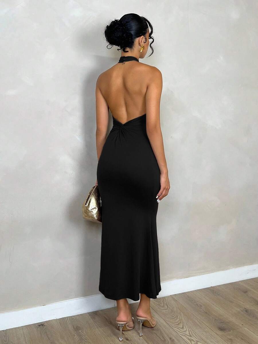Oriel™ | Twist Halter Mermaid Maxi Dress