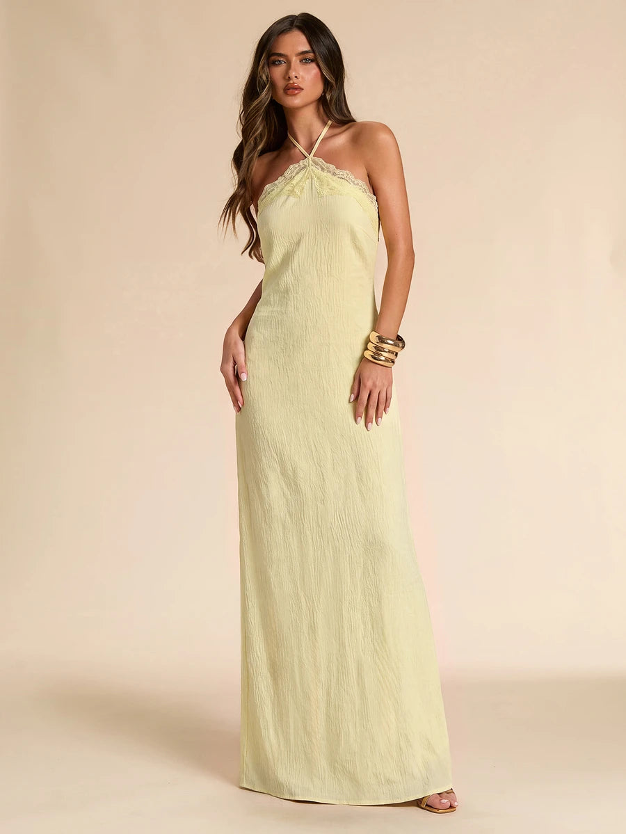 Giselle™ | Halter Lace Maxi Dress