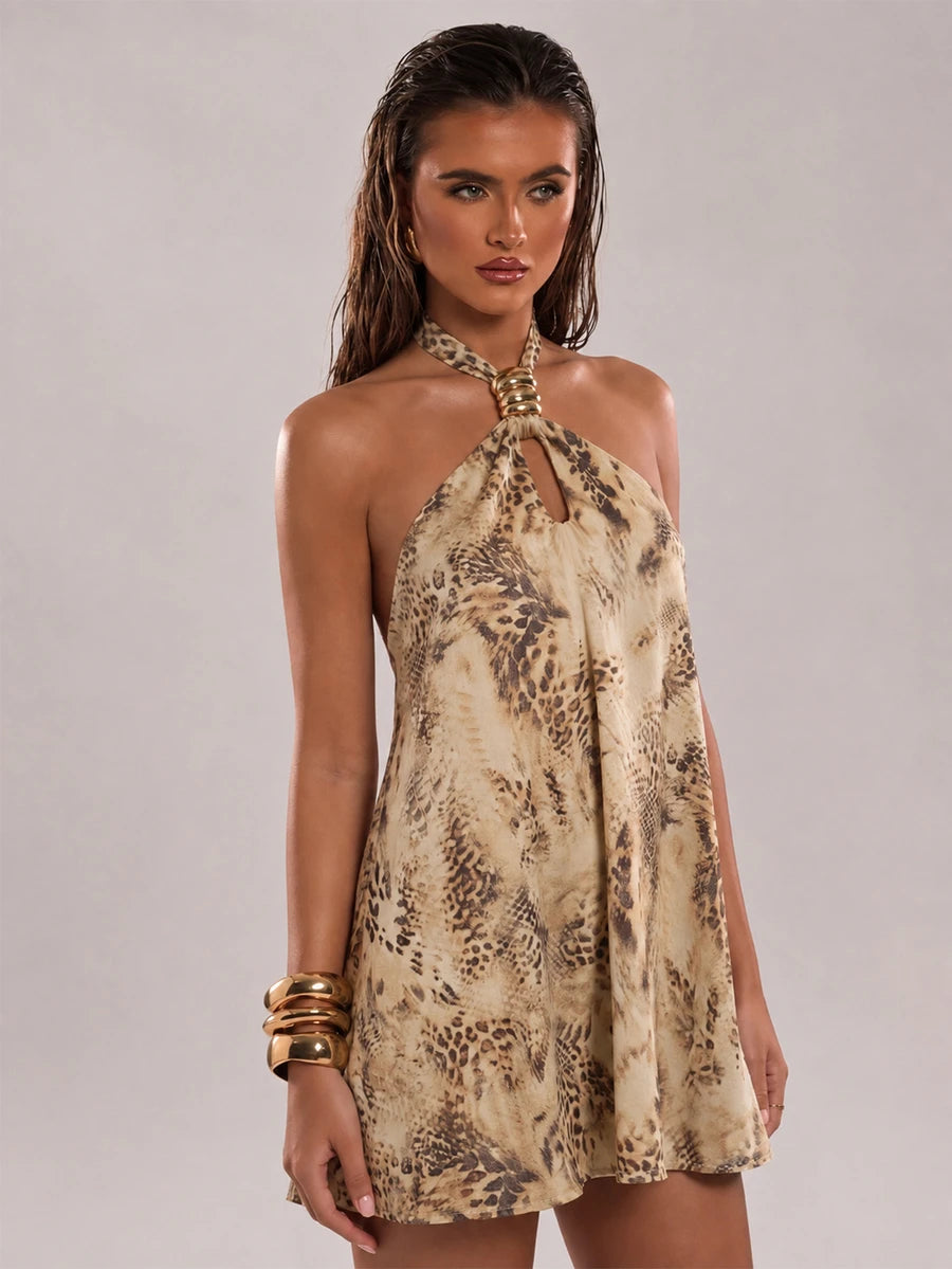Calista™ | Jacquard Floral Halter Mini Dress