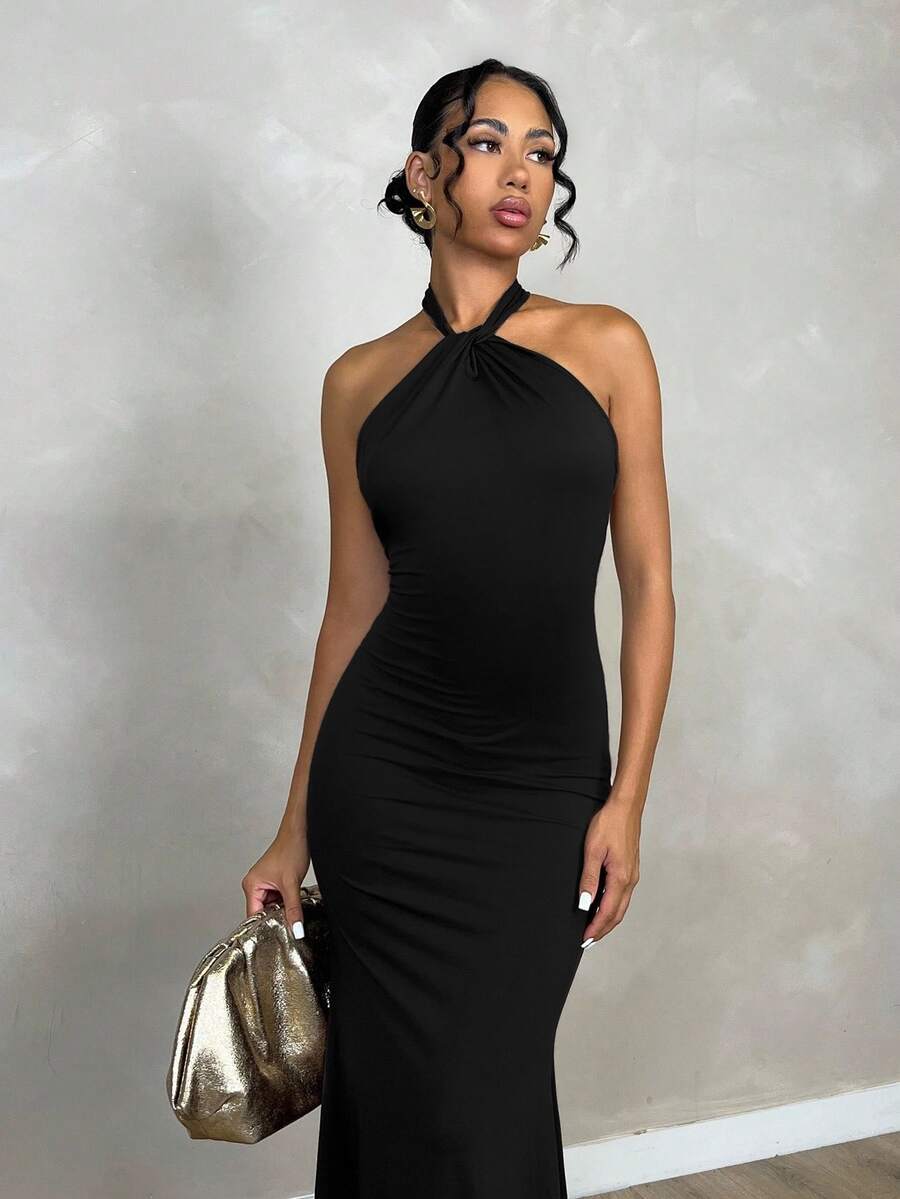Oriel™ | Twist Halter Mermaid Maxi Dress