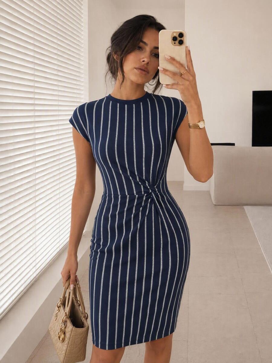 Linnea™ | Twist Print Batwing Midi Dress