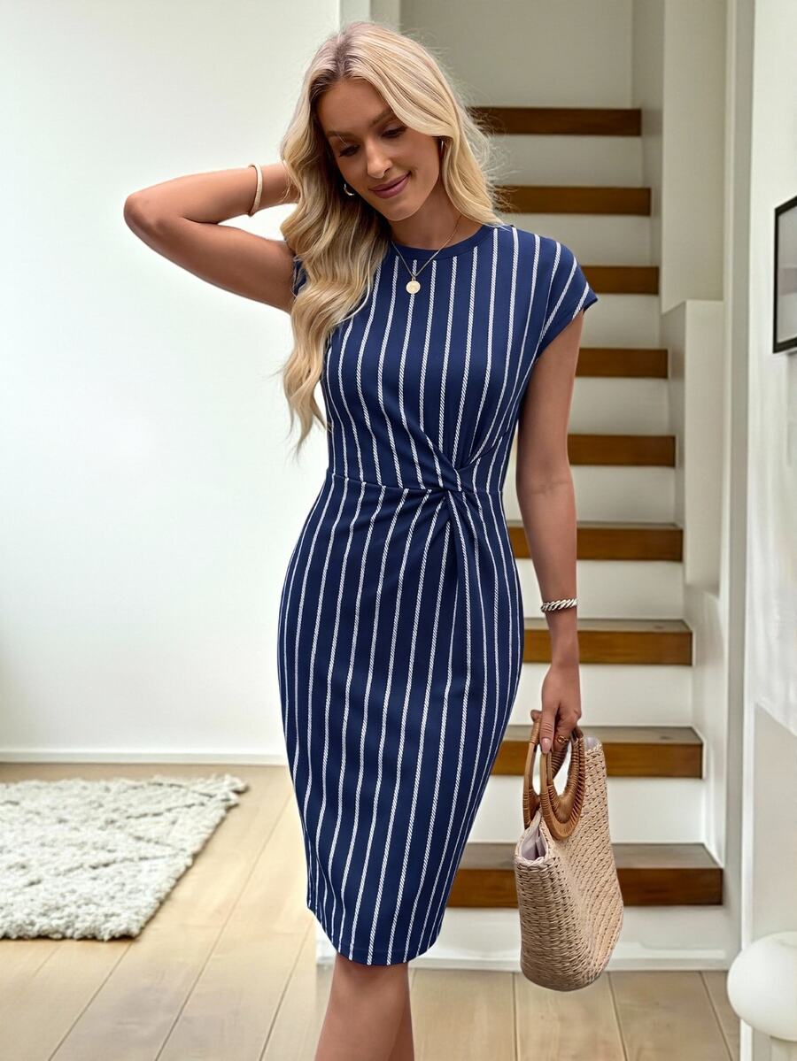 Linnea™ | Twist Print Batwing Midi Dress
