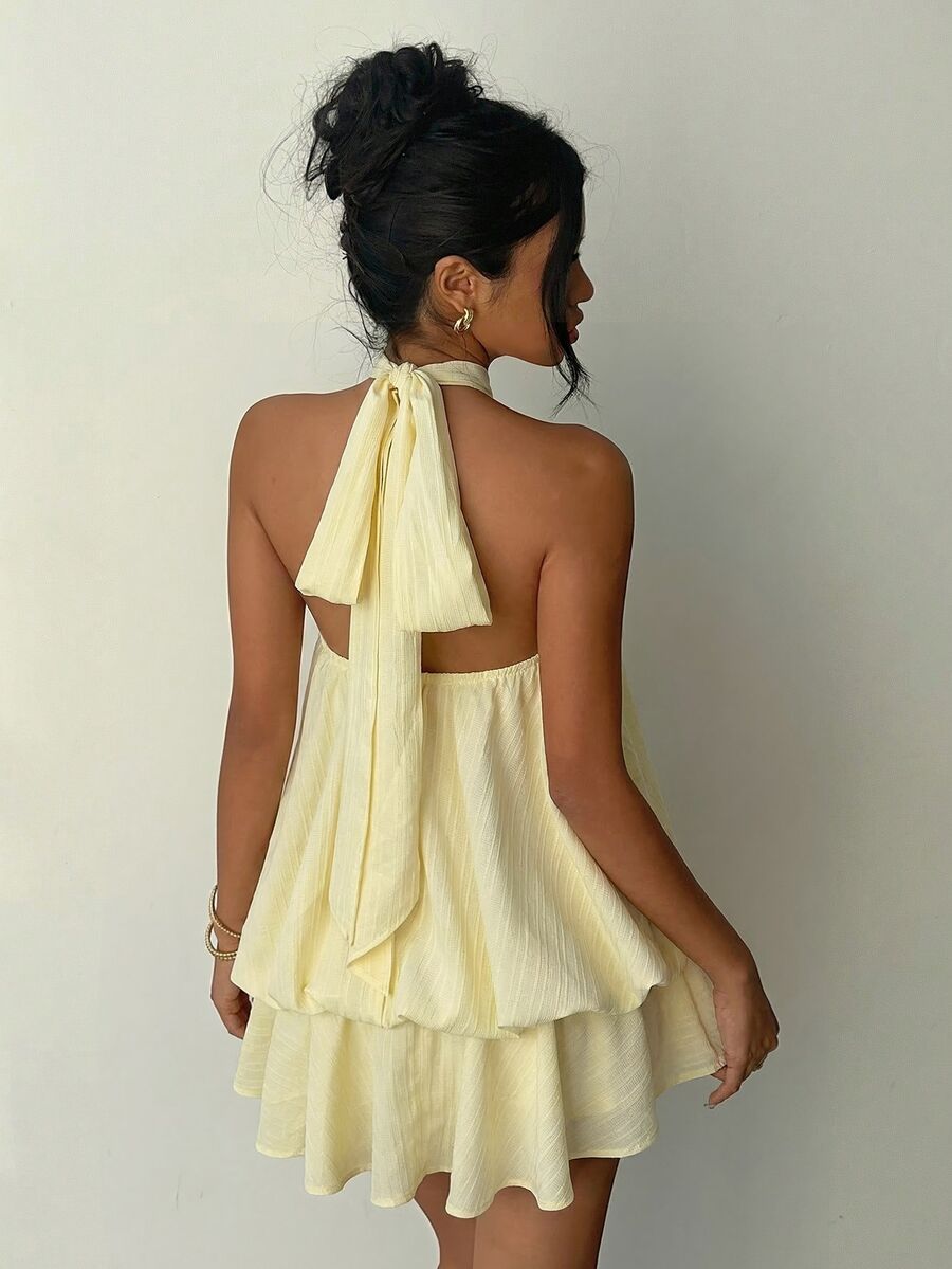 Saoirse™ | Contrast Lace Halter Mini Dress