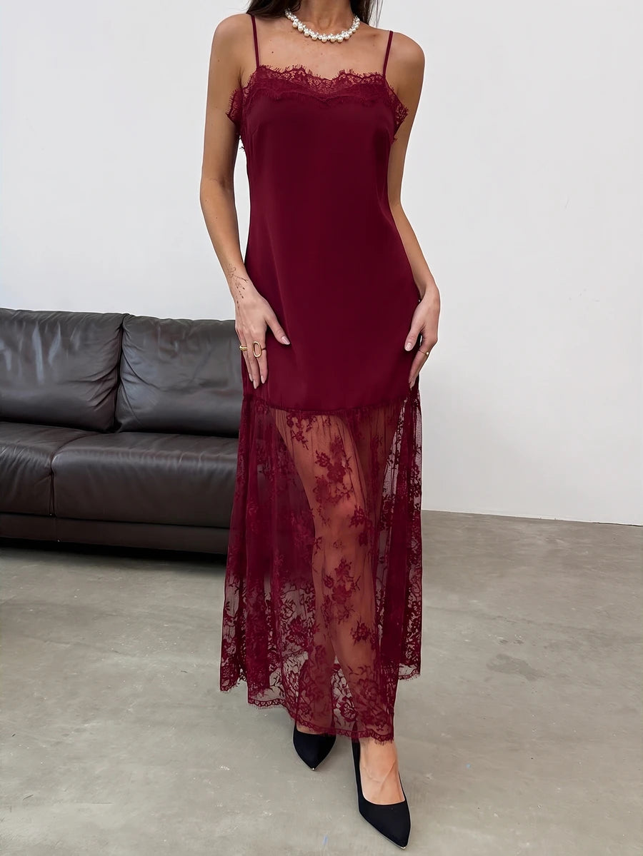 Noelle™ | Lace Trim Maxi Dress