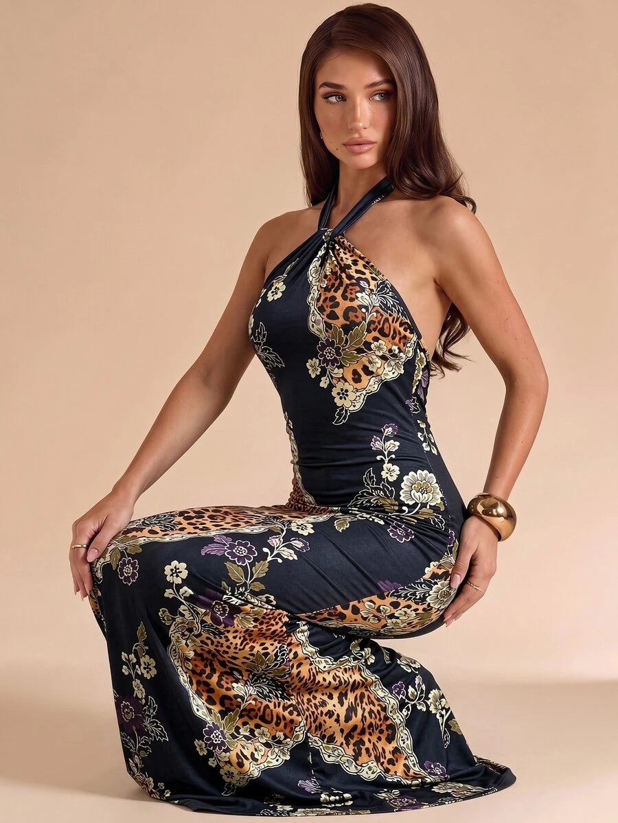 Oriel™ | Twist Halter Mermaid Maxi Dress