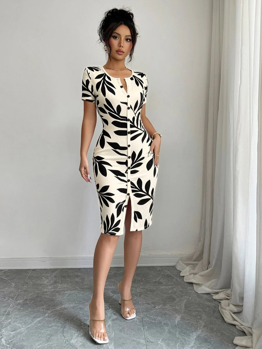 Imogen™ | Ditsy Floral Knit Midi Dress