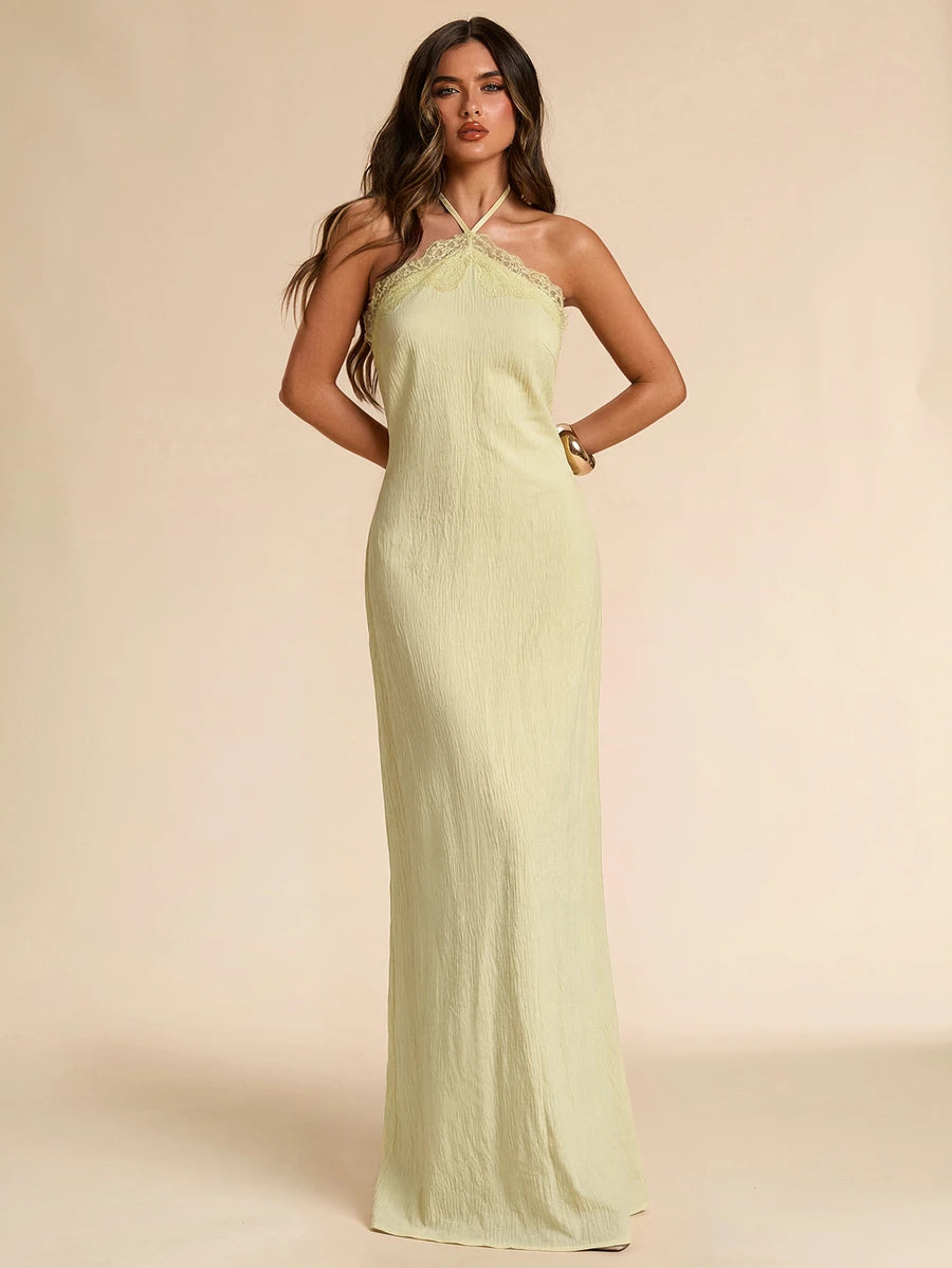 Giselle™ | Halter Lace Maxi Dress