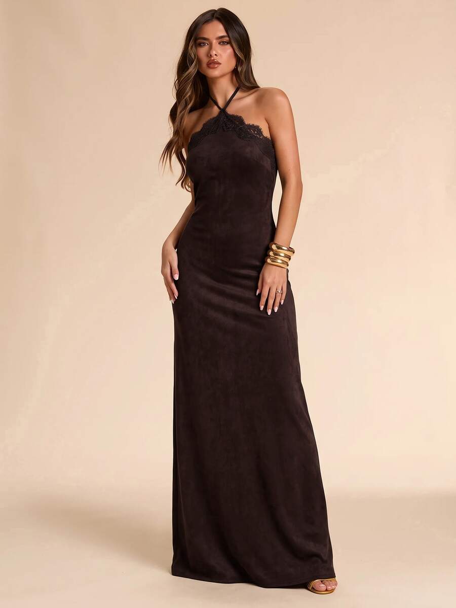 Giselle™ | Halter Lace Maxi Dress