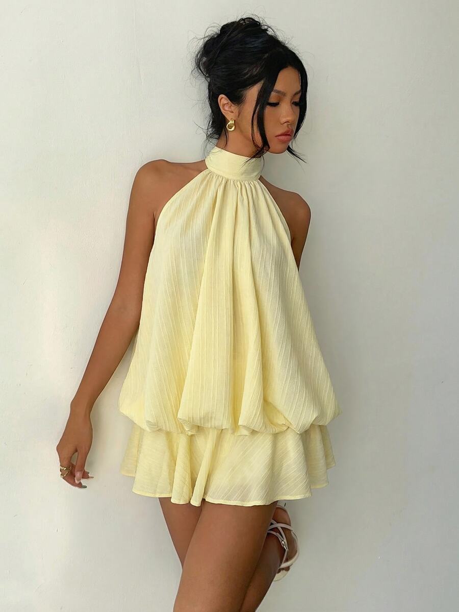 Saoirse™ | Contrast Lace Halter Mini Dress