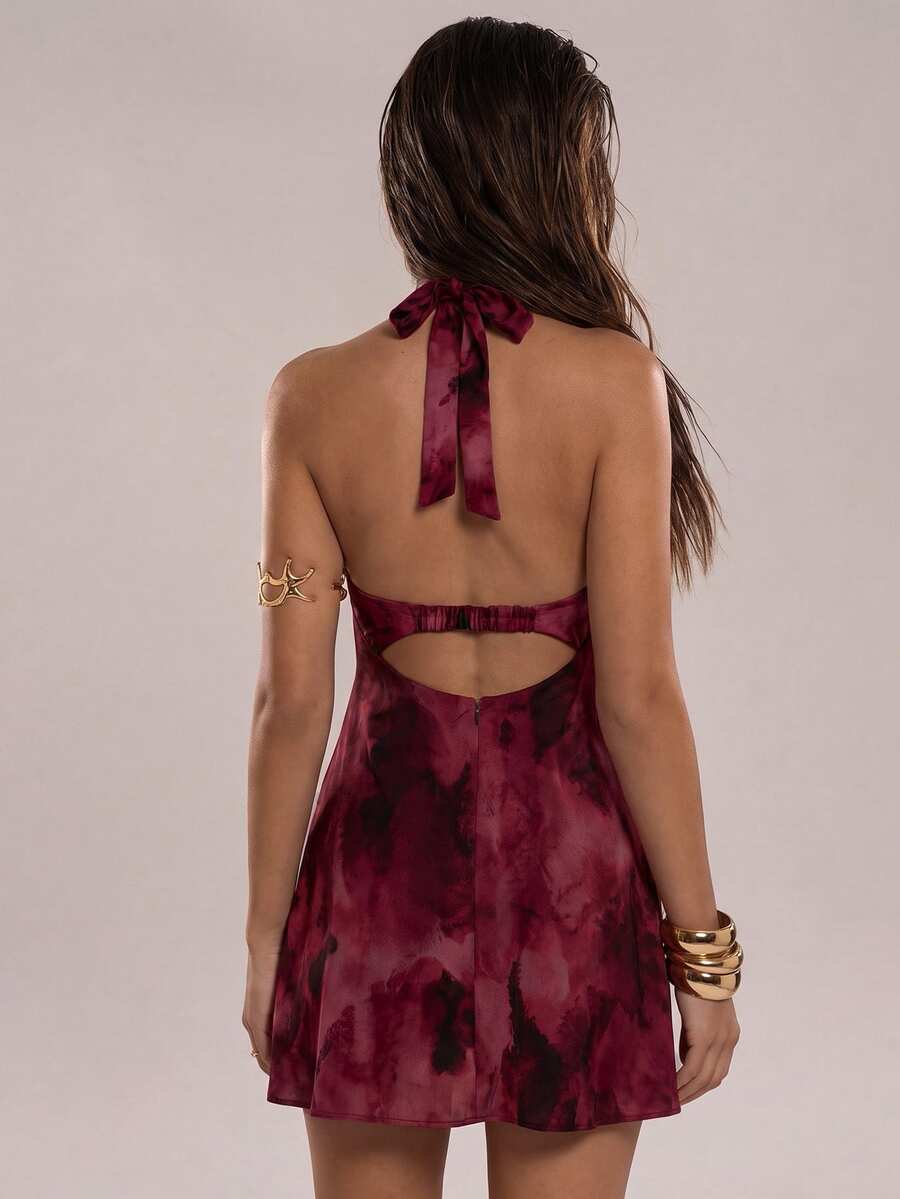 Calista™ | Jacquard Floral Halter Mini Dress