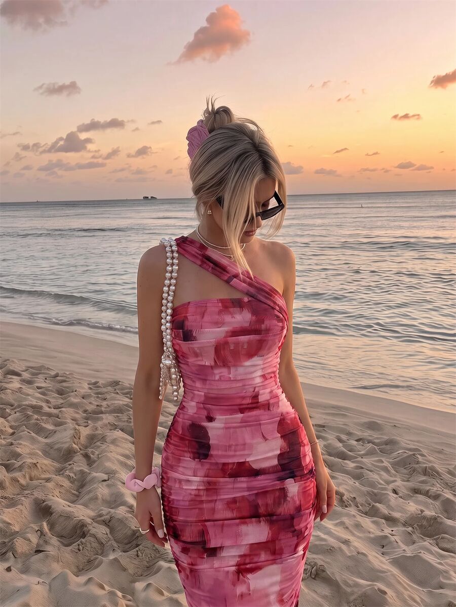 Thalia™ | One Shoulder Ruched Midi Dress