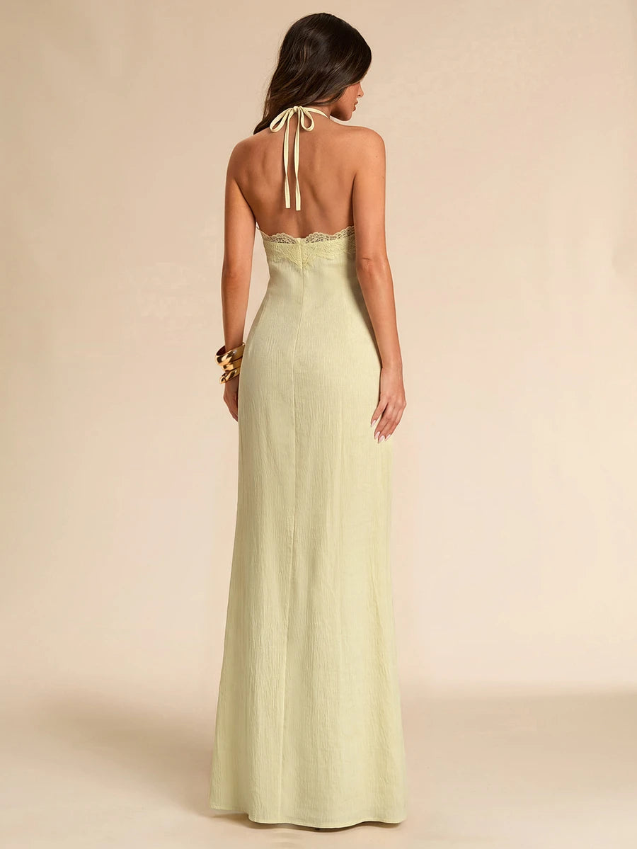 Giselle™ | Halter Lace Maxi Dress