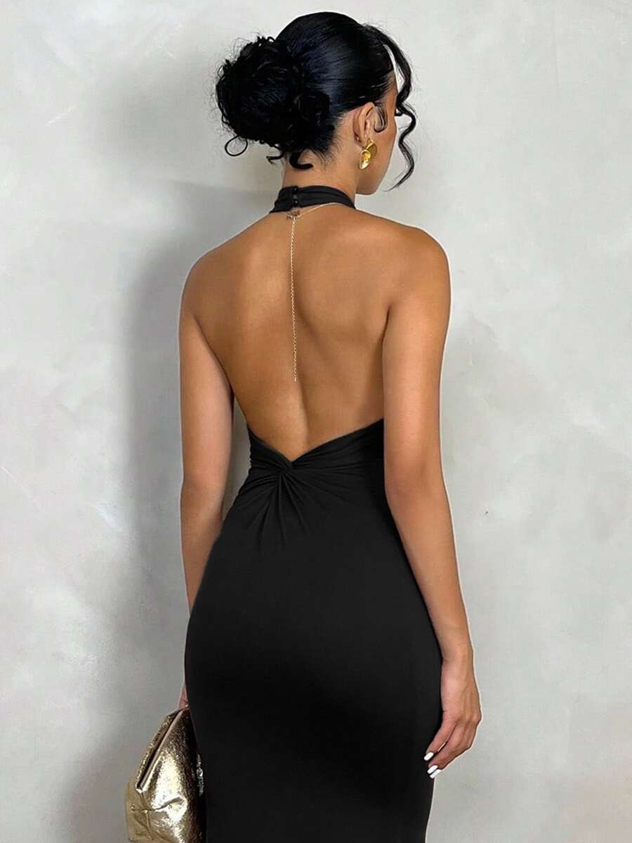 Oriel™ | Twist Halter Mermaid Maxi Dress