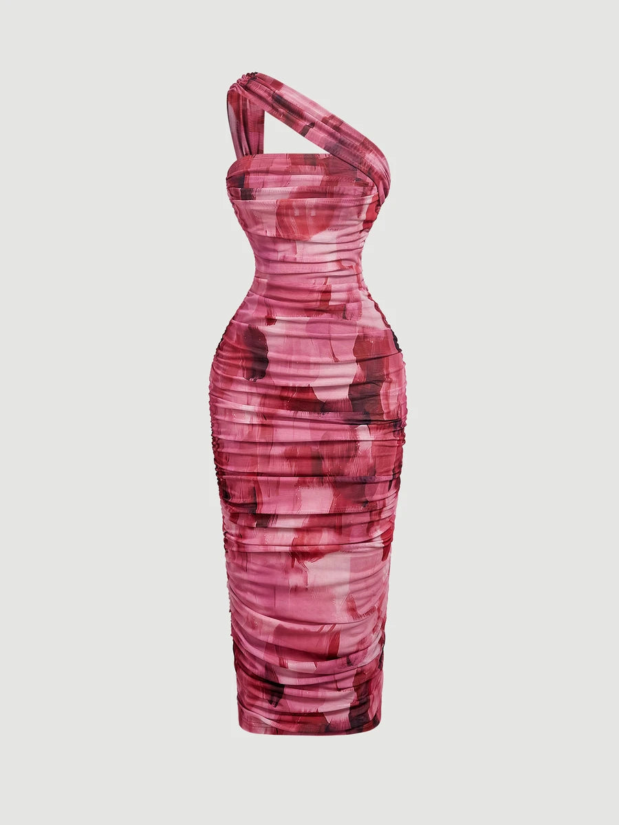 Thalia™ | One Shoulder Ruched Midi Dress